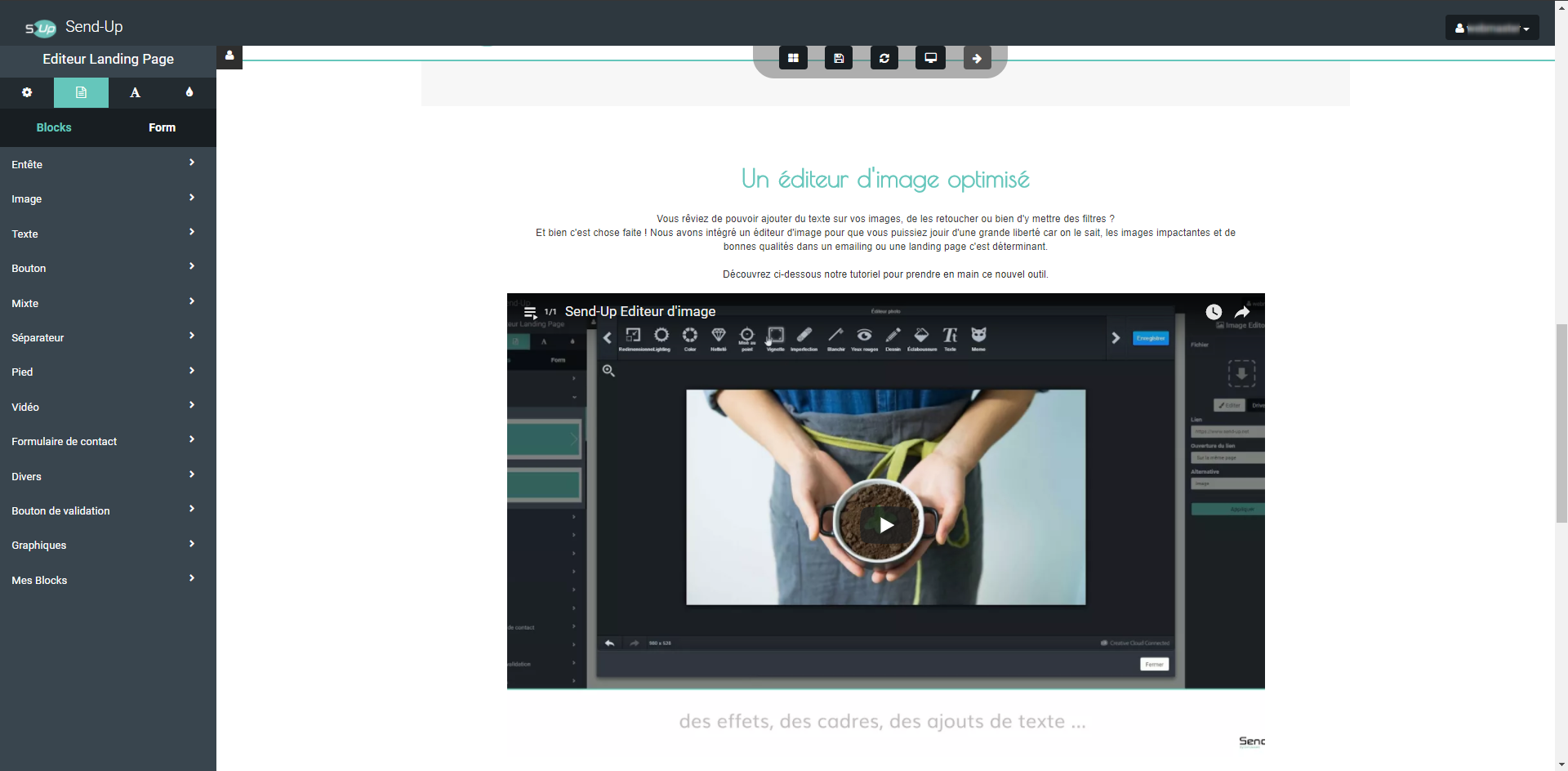 Éditeur Landing page Éditeur Landing page