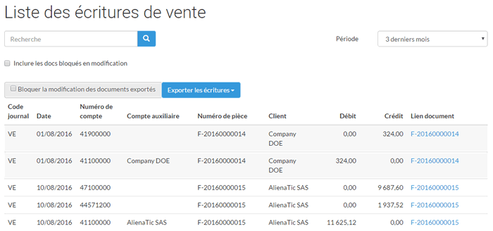 Génération des écritures comptables pour la comptabilité Génération des écritures comptables pour la comptabilité