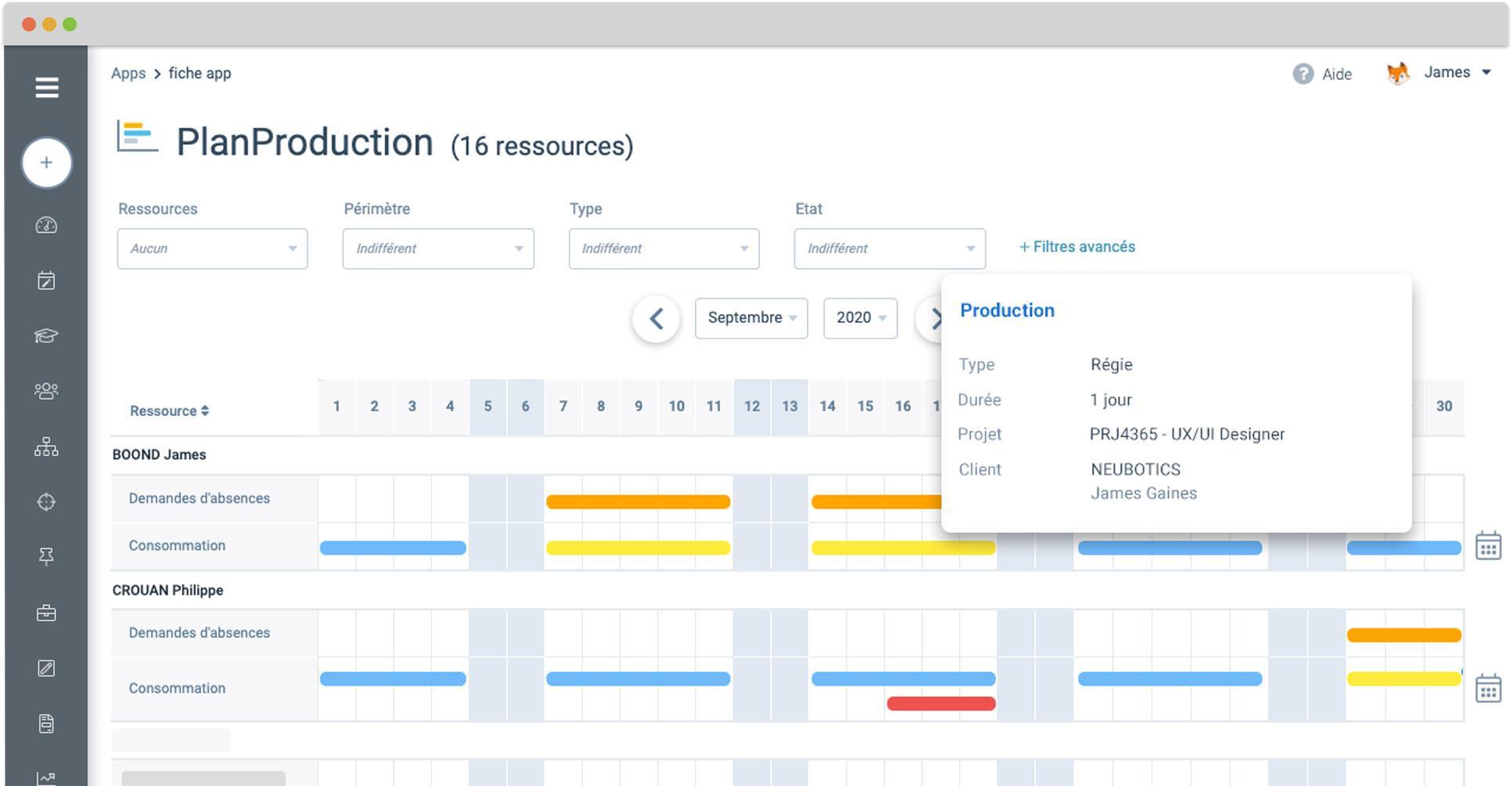 BoondManager - Production plan