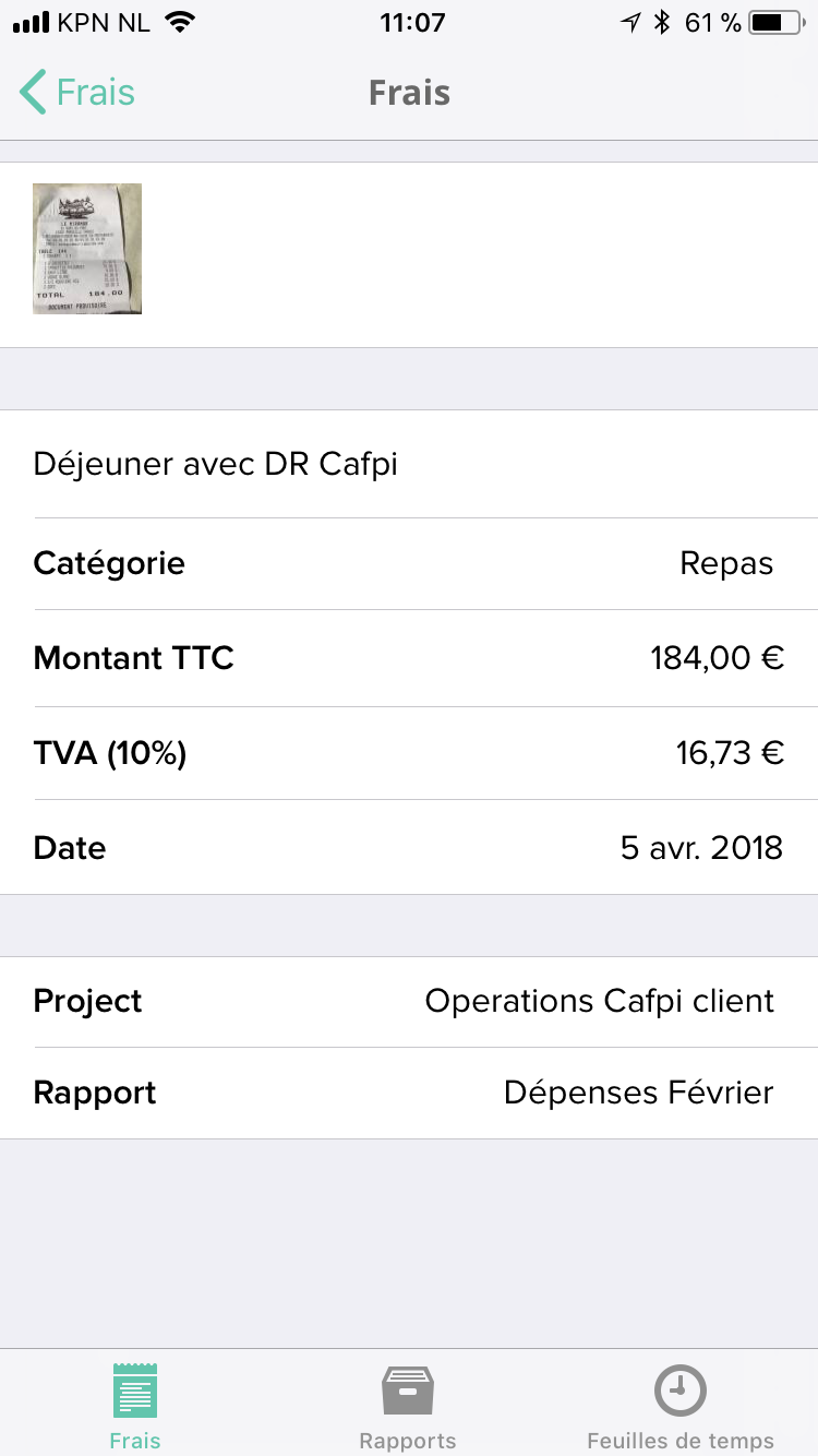 Mobile App expense details Mobile App expense details