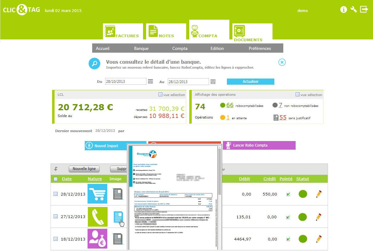 Clic&Tag - Clic&Tag: Dossiers partagés, Facturation récurrente, Suivi des paiements / règlements