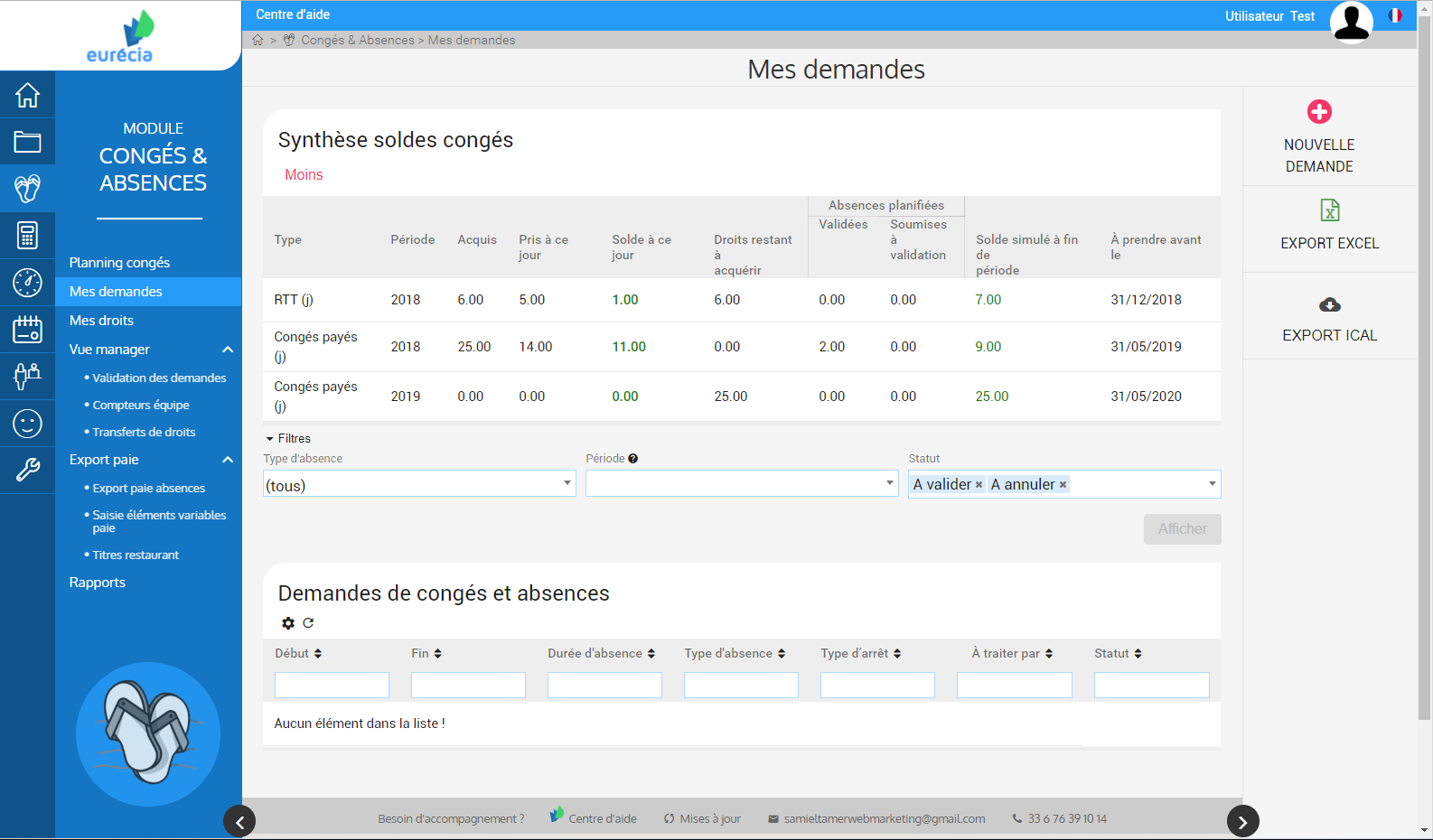 Module Congés & Absences : Mes demandes Module Congés & Absences : Mes demandes