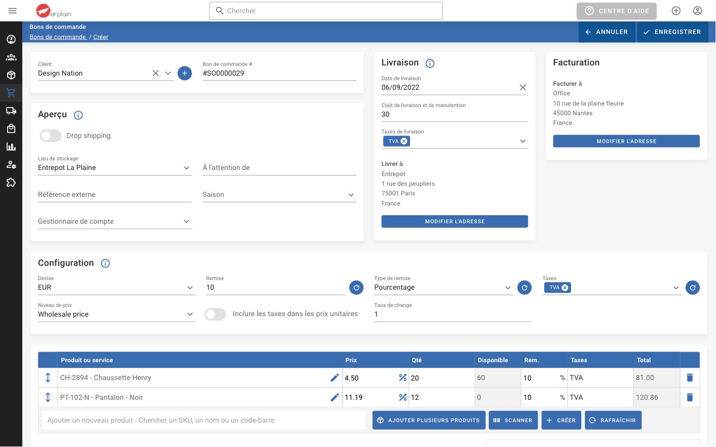 Erplain - Gestion facile et automatisée des commandes