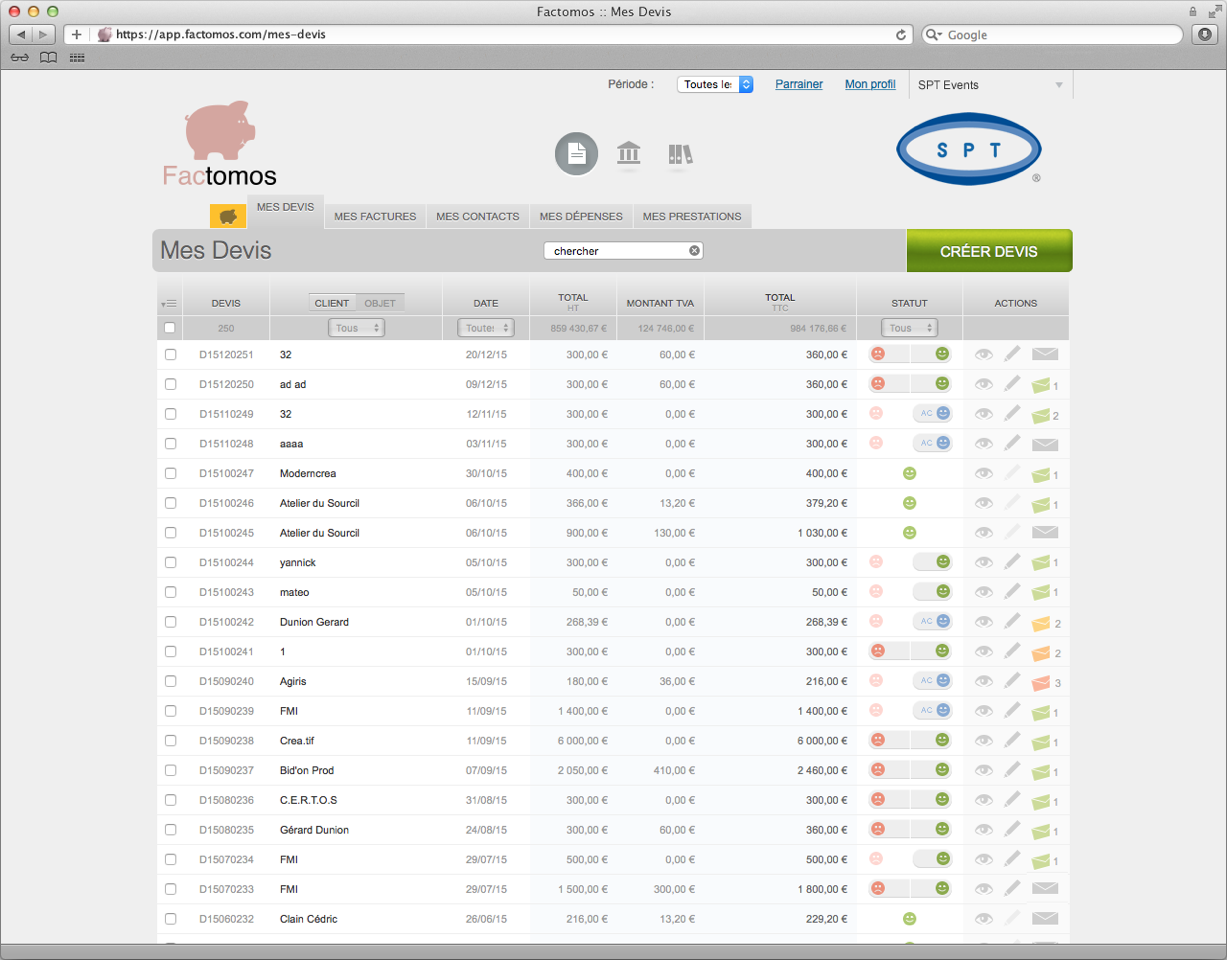 Factomos - Factomos: Webmail (email management), monitoring of payments / settlements, Webmail (email management)