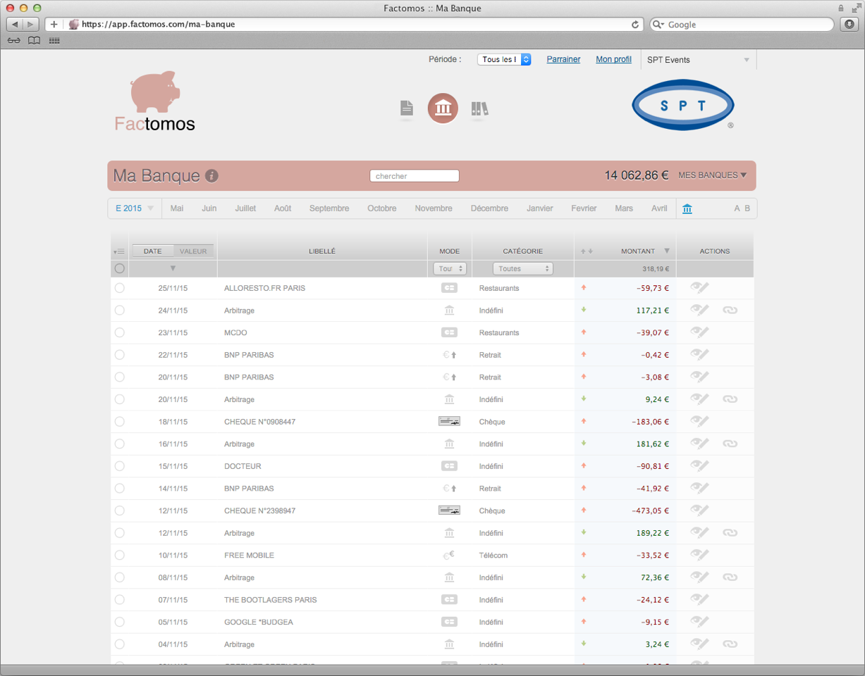 Factomos: Secure Sockets Layer (SSL), Assistance 24/7, Import et export de données (CSV, XLS) Factomos: Secure Sockets Layer (SSL), Assistance 24/7, Import et export de données (CSV, XLS)