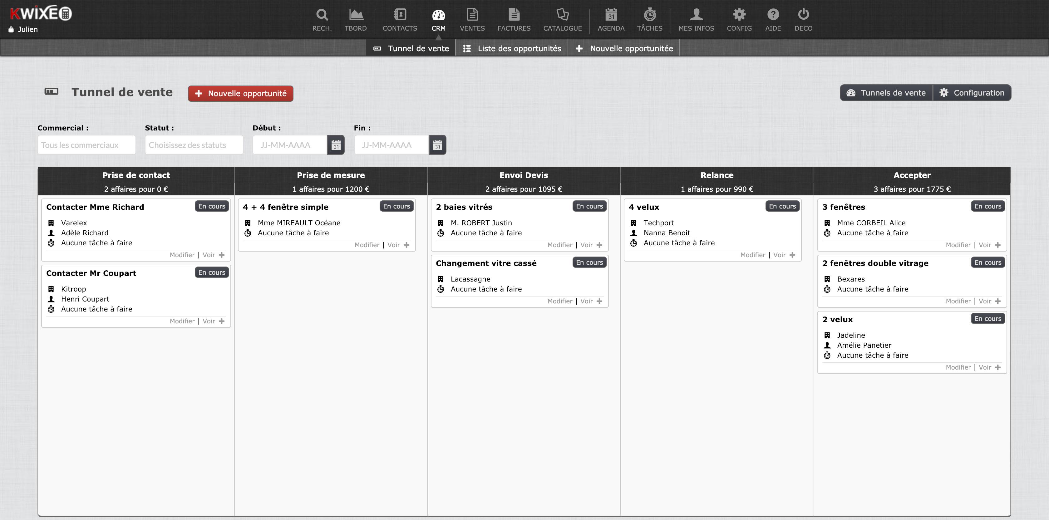 Tunnel de vente - Module CRM Tunnel de vente - Module CRM