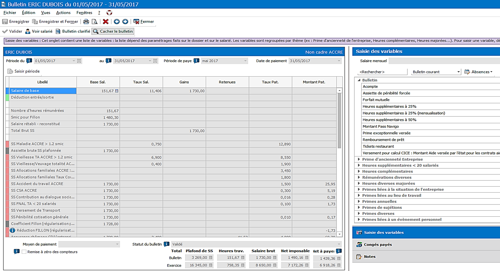 Saisissiez vos variables de paie mensuelles et visualisez en simultané les modifications sur le bulletin de paie Saisissiez vos variables de paie mensuelles et visualisez en simultané les modifications sur le bulletin de paie